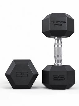 Hexagon PRO Dumbbells - hexagonal dumbbells, one standing, one lying, weight 25 lb