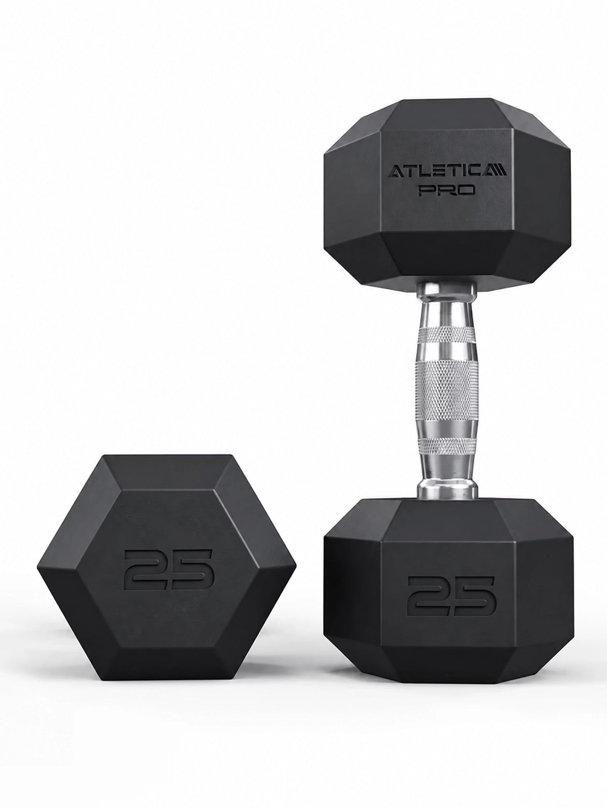 Hexagon PRO Dumbbells - hexagonal dumbbells, one standing, one lying, weight 25 lb