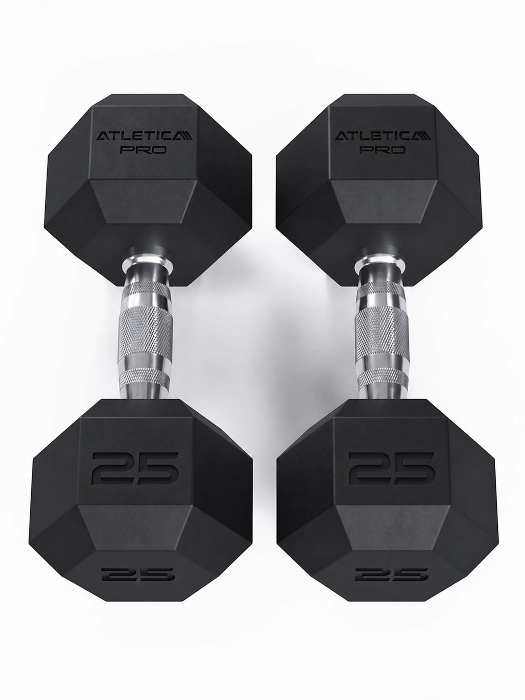 Hexagon PRO Dumbbells - hexagonal dumbbells, weight 25 lb, silver handles
