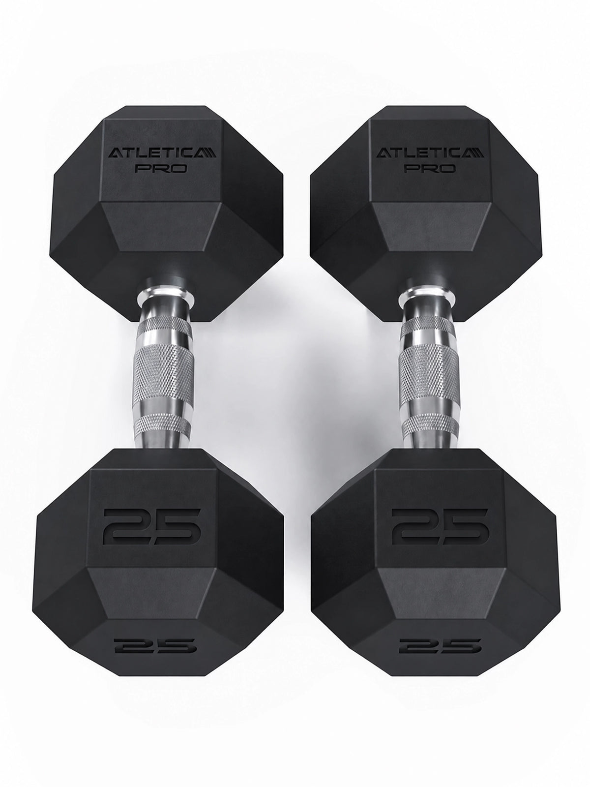 Hexagon PRO Dumbbells - hexagonal dumbbells, weight 25 lb, silver handles