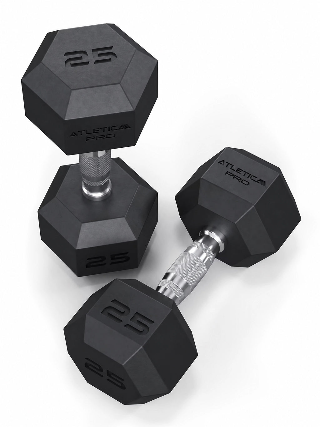 Hexagon PRO Dumbbells - hexagonal Dumbbells, Weight 25 lb, non-slip Handles, black Design