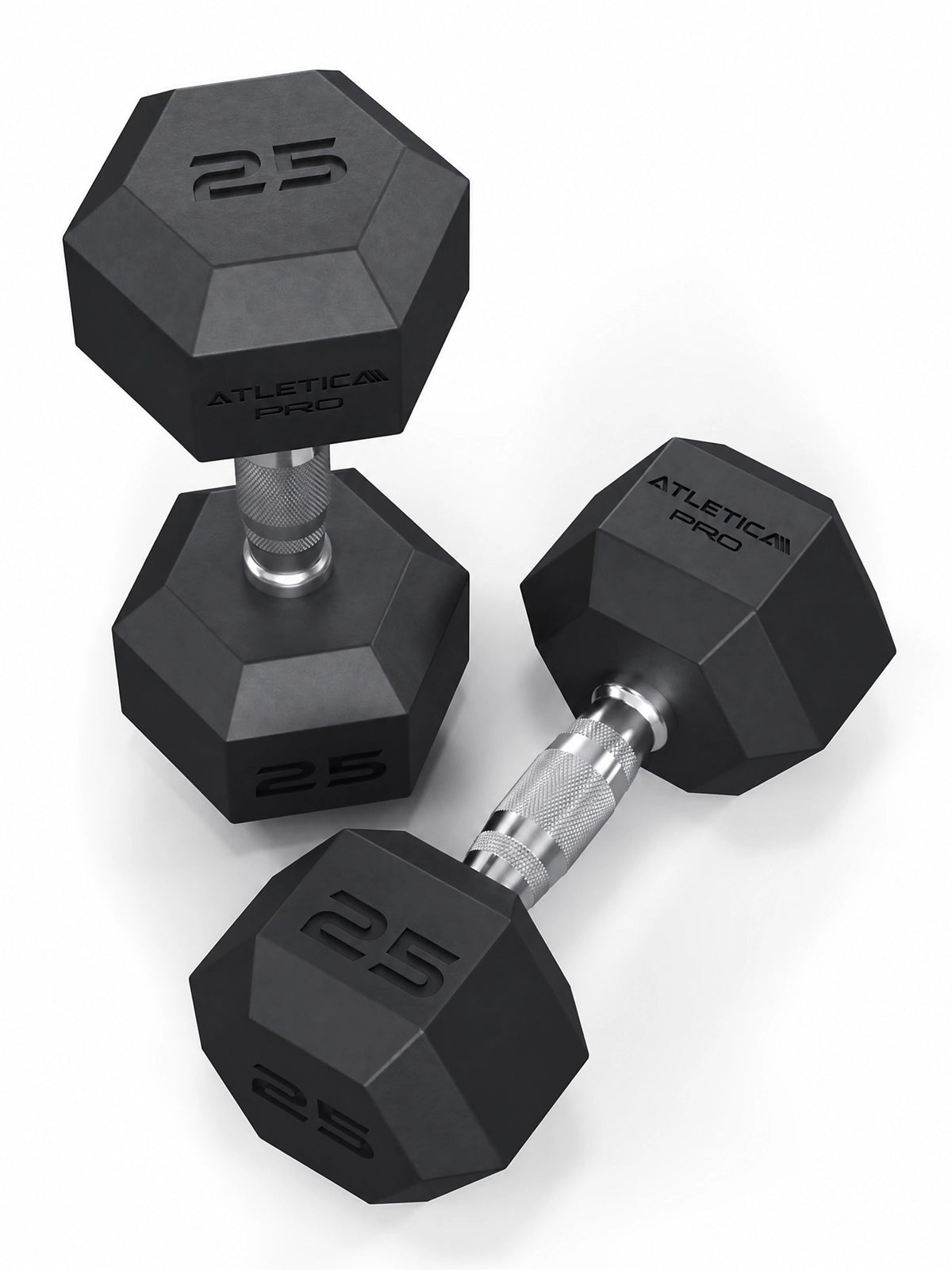 Hexagon PRO Dumbbells - hexagonal Dumbbells, Weight 25 lb, non-slip Handles, black Design