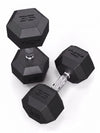 Hexagon PRO Dumbbells - Hexagonal Dumbbells 35 lb Pair, Black Rubber Coating, Silver Handles