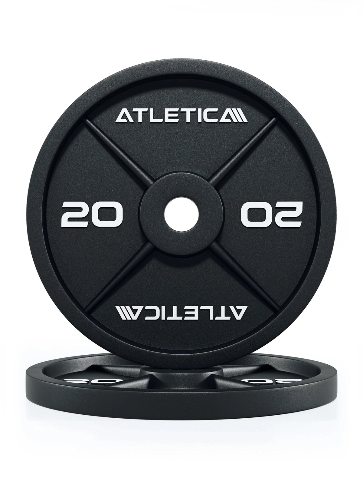 Armored Tusker Set with Weight Plate Storage and 580 lb Classic Iron Plates - Two Black 45 lb Cast Iron Weight Plates, One Standing, One Lying