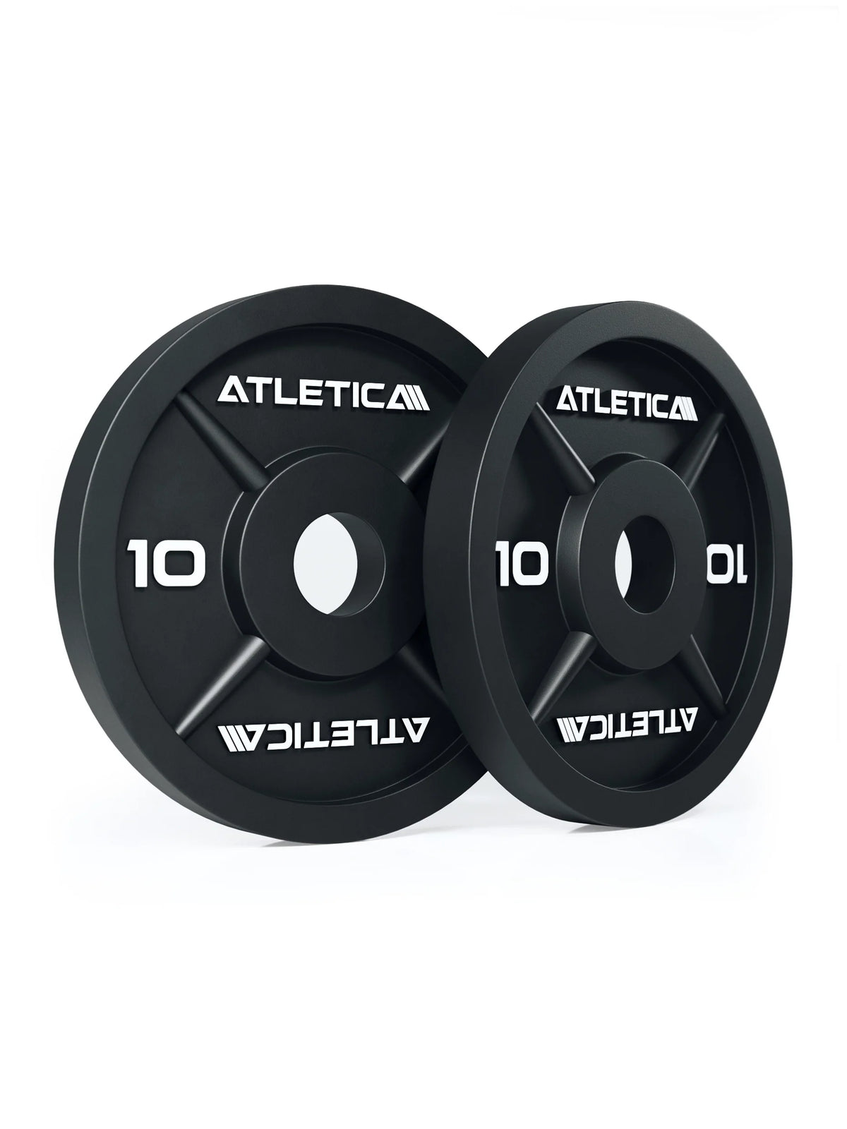 Atletica iron plates 22 lb, pair side by side, front view
