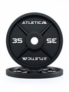 Atletica Iron Plates - two black weight plates, 35 lb each, made of Cast Iron