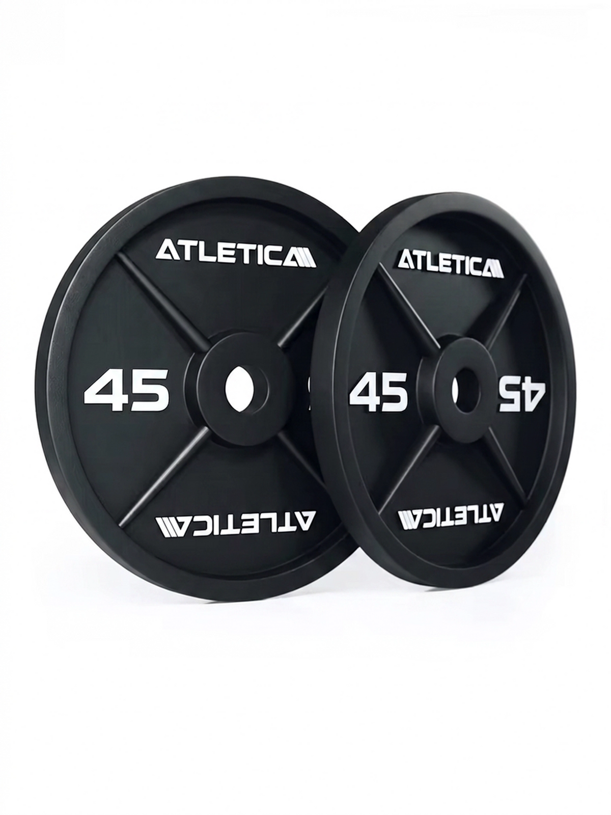 Iron Plates - Two black Cast Iron weight plates, weight 45 lb, for strength training