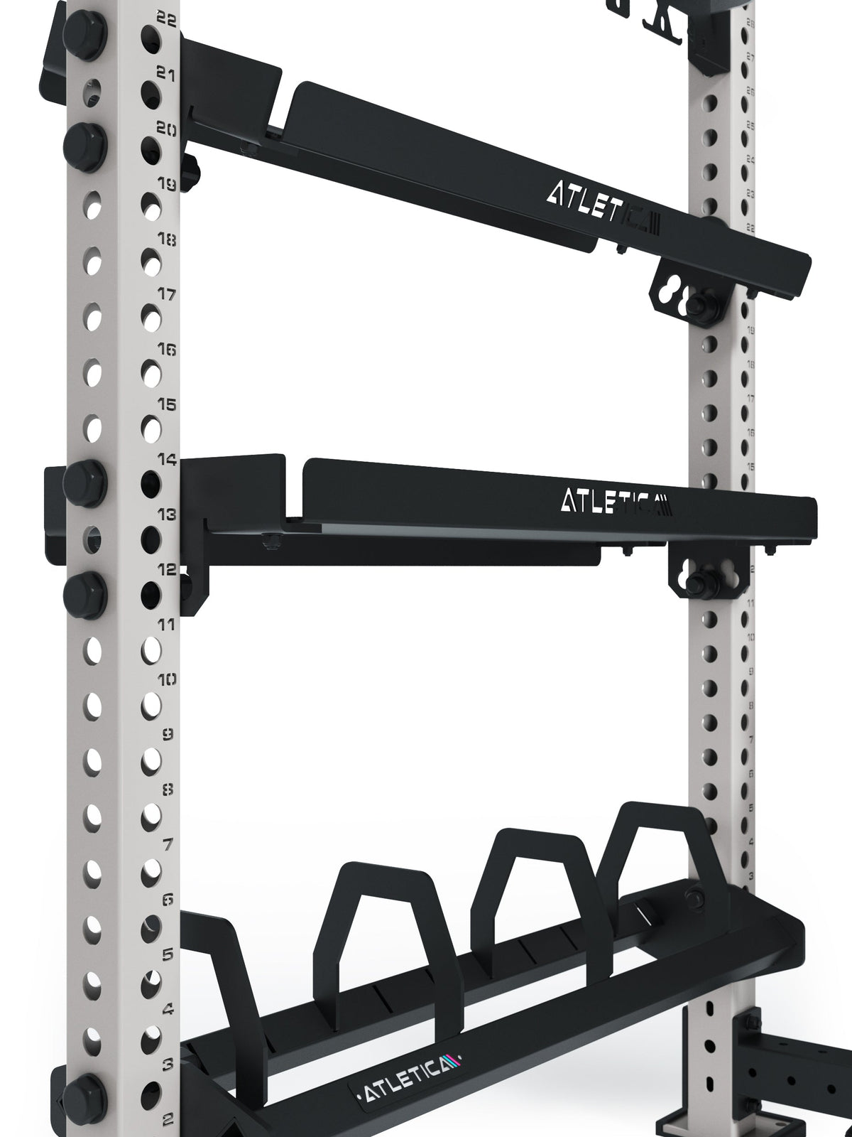 R8 Storage Without Weights with Three Storage Surfaces for Dumbbells and Kettlebells