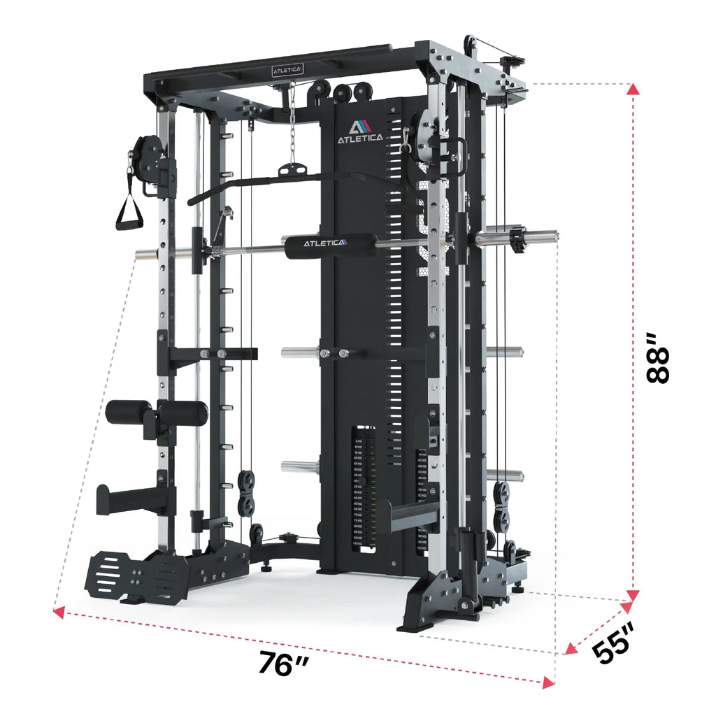 KSK - Smith Machine with Adjustable Weight Bench, Cable Pulley, Leg Curler