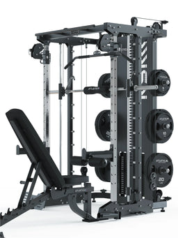 KSK - Smith Machine with barbell, weight plates, adjustable weight bench