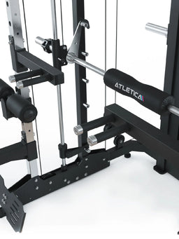 KSK - Smith Machine with Barbell, safety bars, foot plate, padded rollers