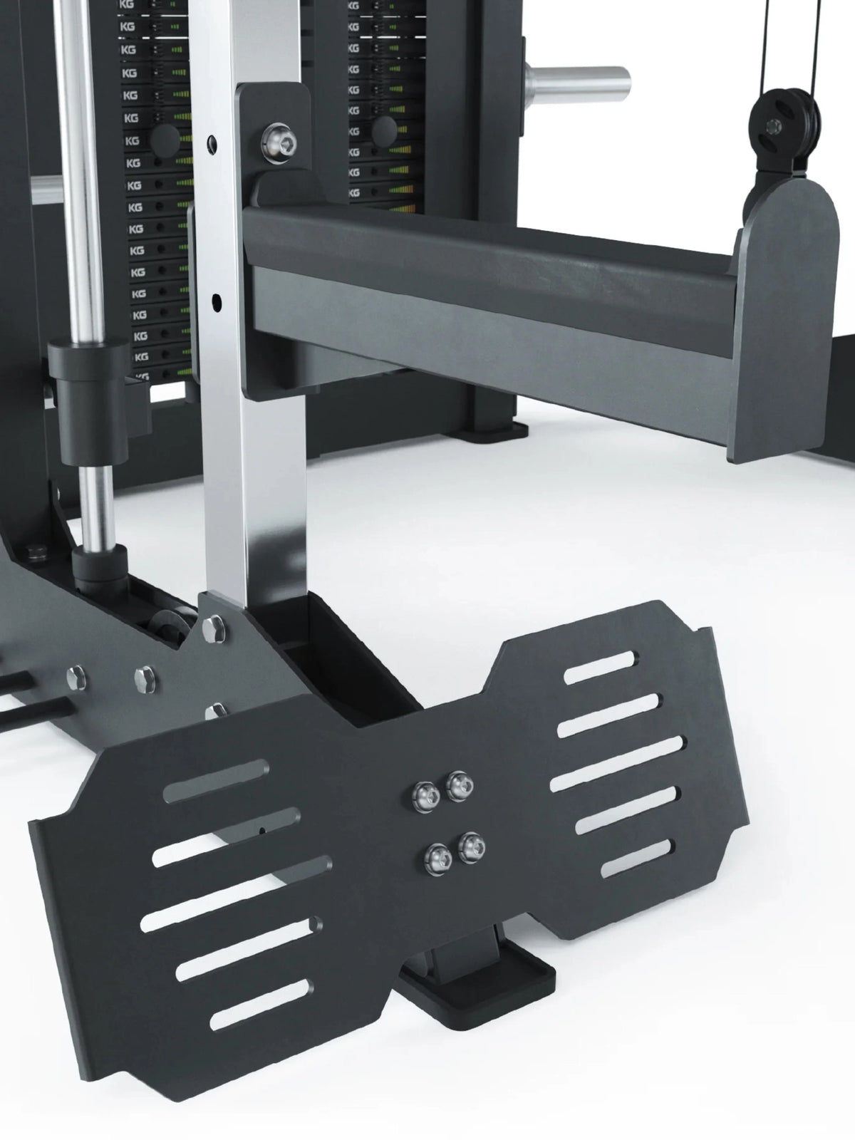 KSK - Smith Machine with weight stack, cable pulleys, foot plate, safety bars