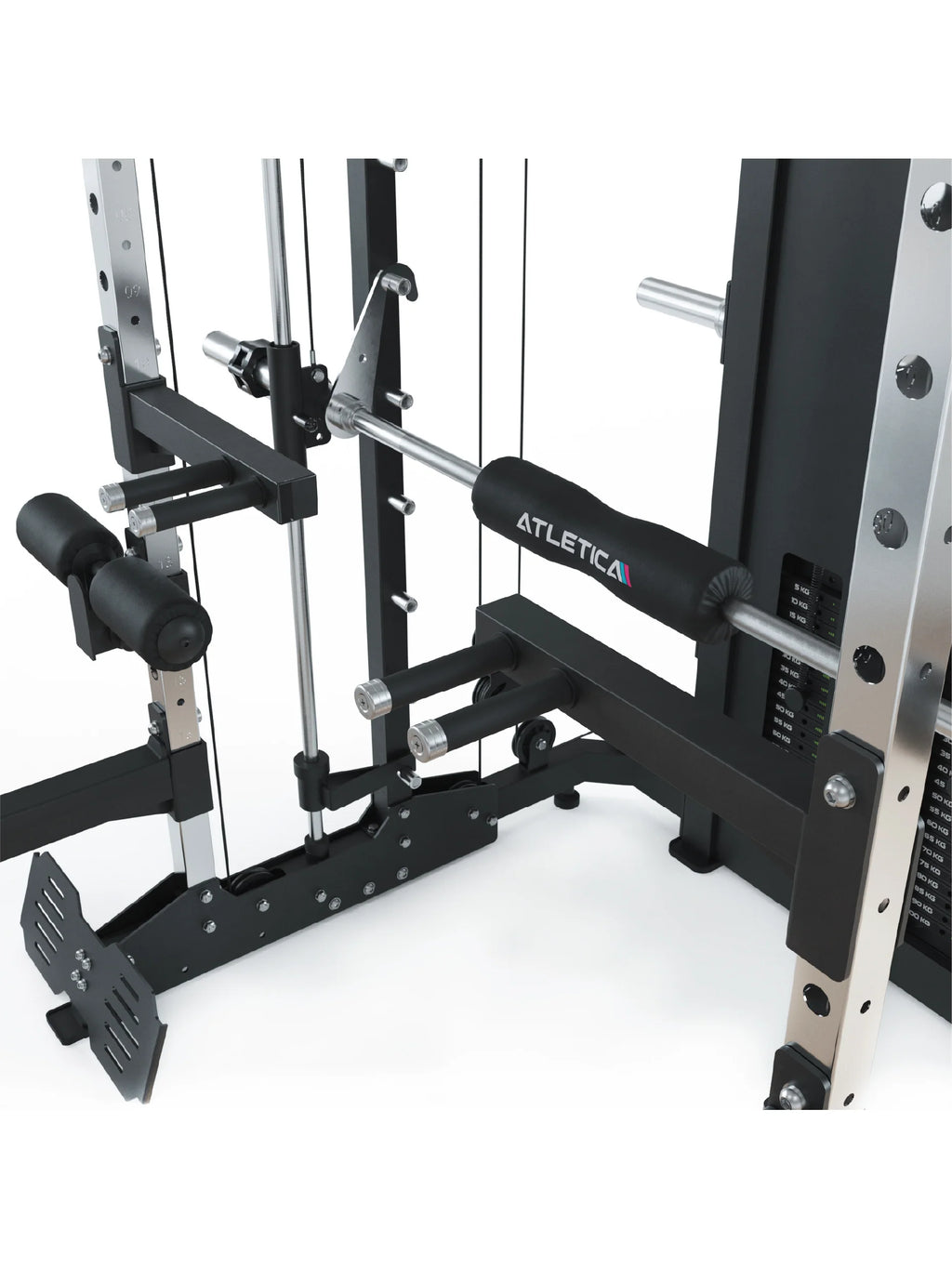 KSK COMBAT incl. Jammer Arms and X-Bench Weight Bench - Smith Machine with Jammer Arms, training bench, metal frame, footrest, cable pull