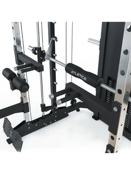 KSK COMBAT incl. Jammer Arms and X-Bench Weight Bench - Smith Machine with Jammer Arms, training bench, metal frame, footrest, cable pull