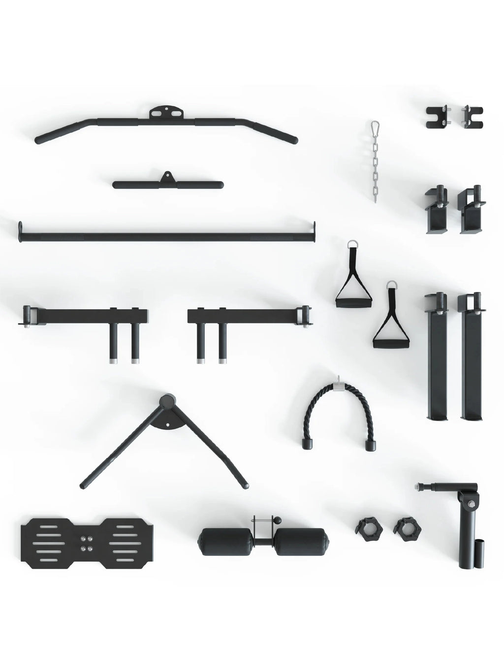 KSK COMBAT incl. Jammer Arms and X-Bench Weight Bench - various accessory parts, including lat pulldown bar, triceps rope