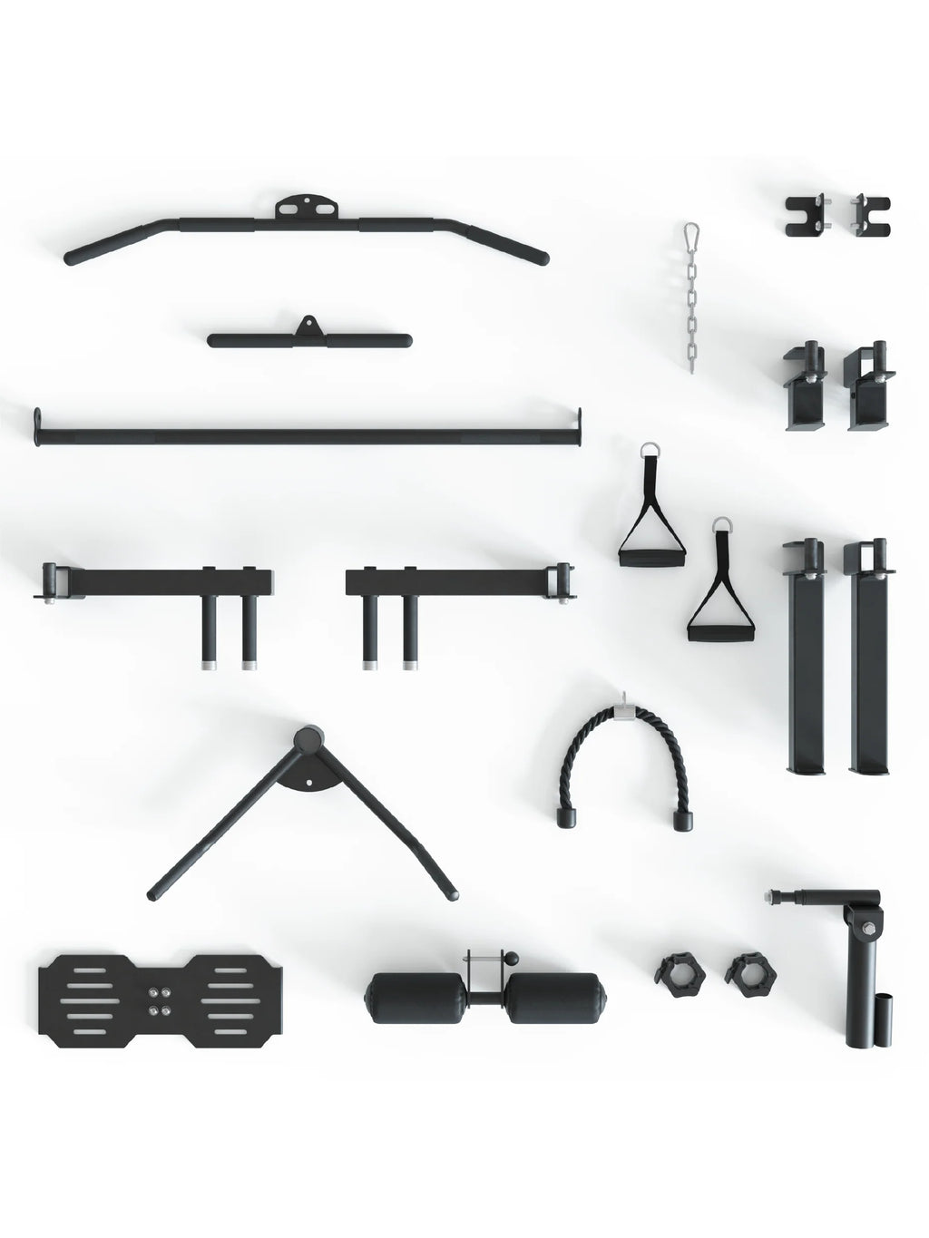 KSK COMBAT incl. Jammer Arms and X-Bench Weight Bench - various accessory parts, including lat pulldown bar, triceps rope