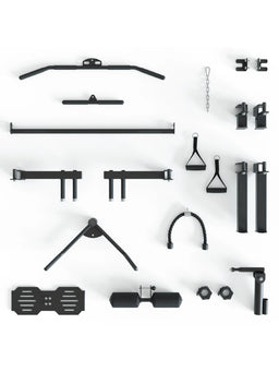 KSK COMBAT incl. Jammer Arms and X-Bench Weight Bench - various accessory parts, including lat pulldown bar, triceps rope