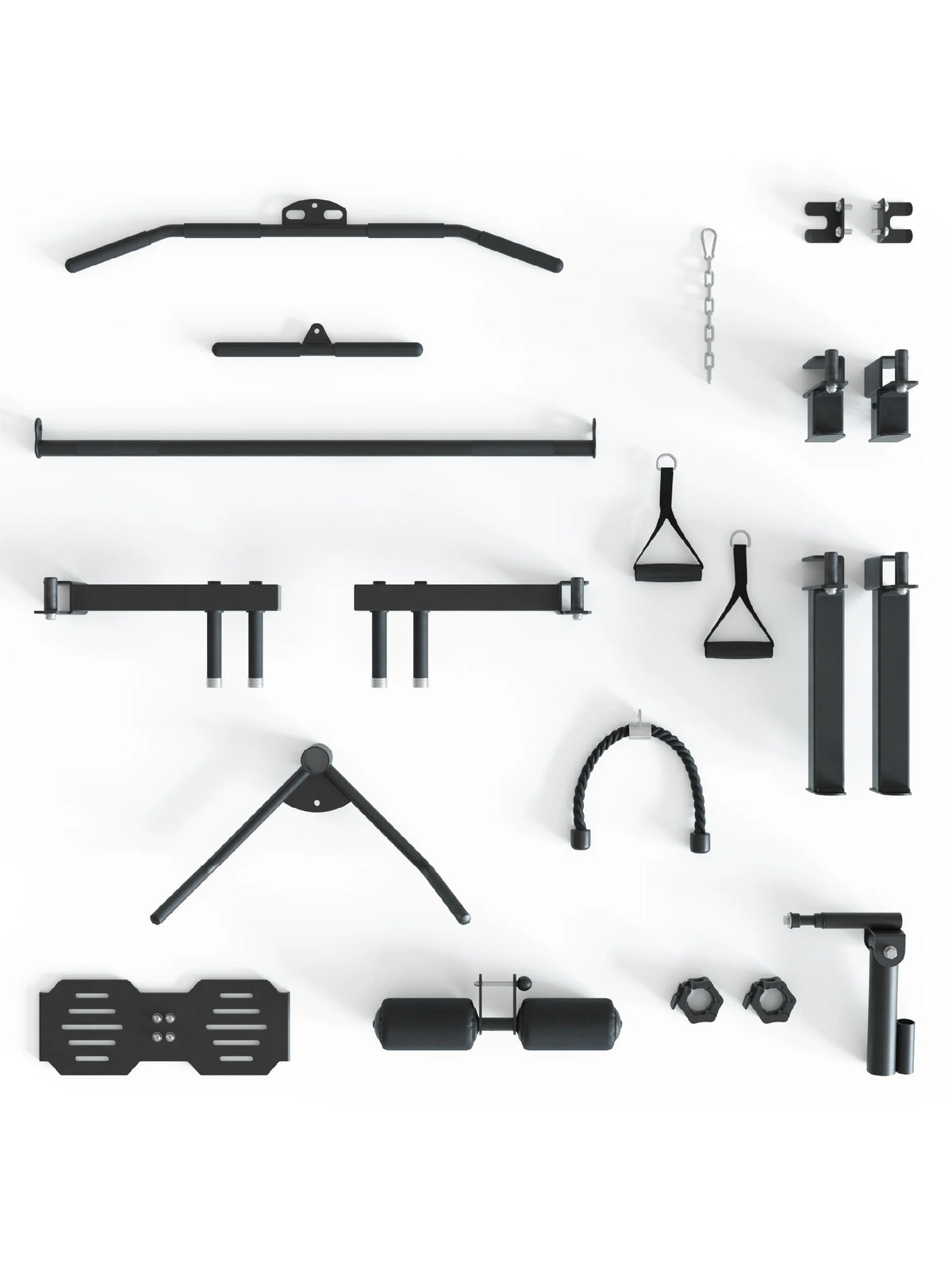KSK COMBAT incl. Jammer Arms and X-Bench Weight Bench - various accessory parts, including lat pulldown bar, triceps rope