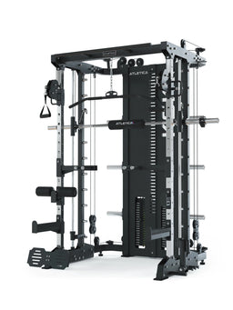 Atletica KSK Smith machine set Outperform, black, with cable pulleys, angled front view