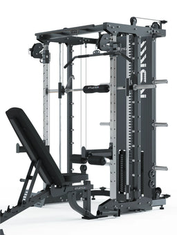 KSK - Smith Machine with adjustable weight bench, Lat Pulldown, Cable Pulley, weight plate holder