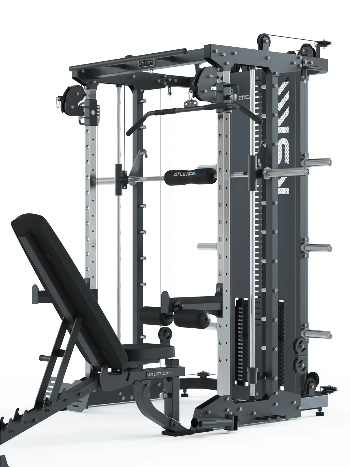 KSK - Smith Machine with adjustable weight bench, Lat Pulldown, Cable Pulley, weight plate holder