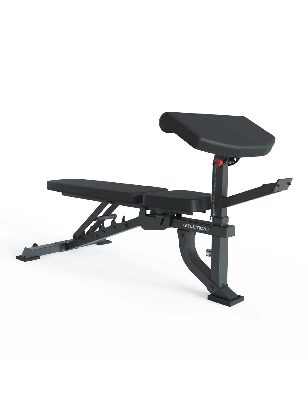 KSK Smith Machine Set Target - Incline Bench with arm rest, black padding, steel frame on the frame