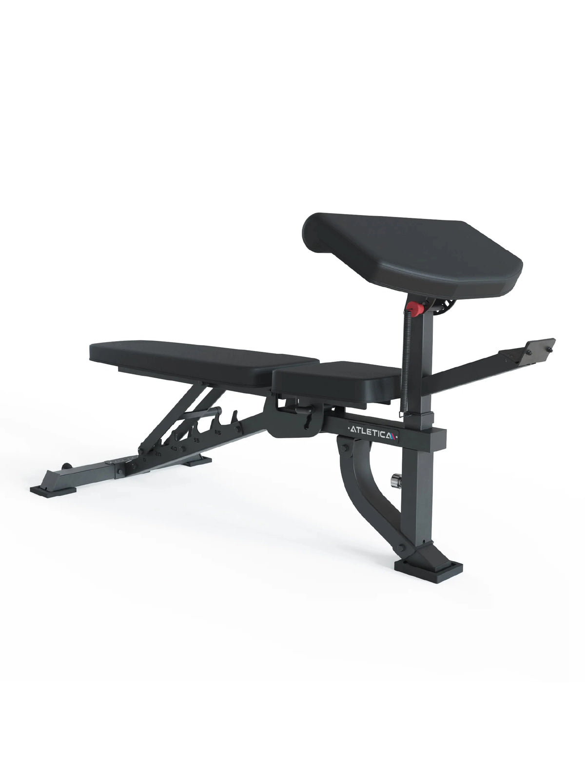 KSK Smith Machine Set Target - Incline Bench with arm rest, black padding, steel frame on the frame