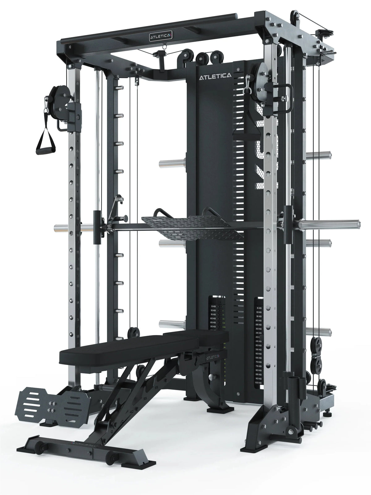 KSK - Smith Machine with adjustable weight bench, cable pulley, foot plate