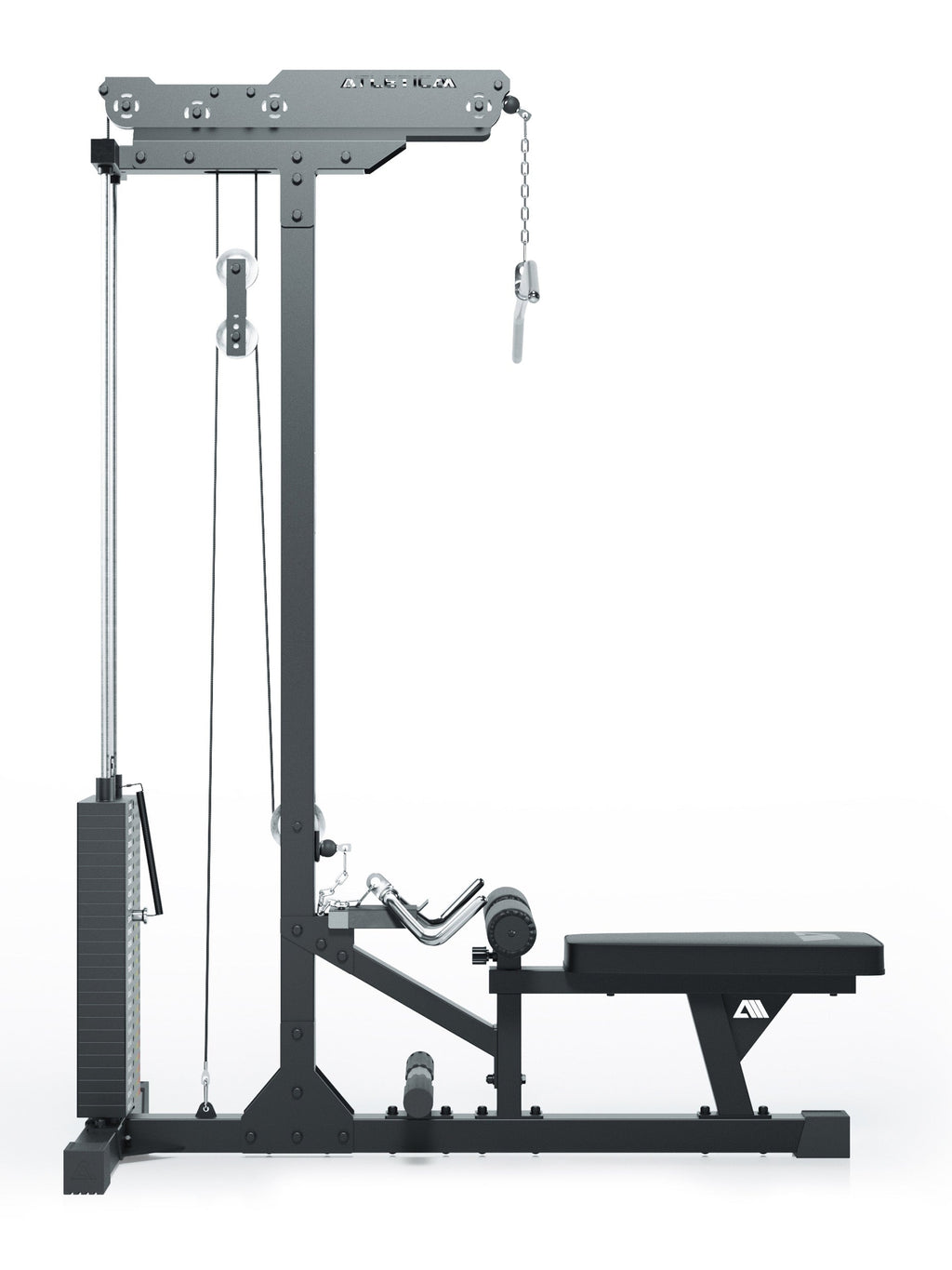 Strength Machine Lat Pulldown with low row: commercial-grade quality