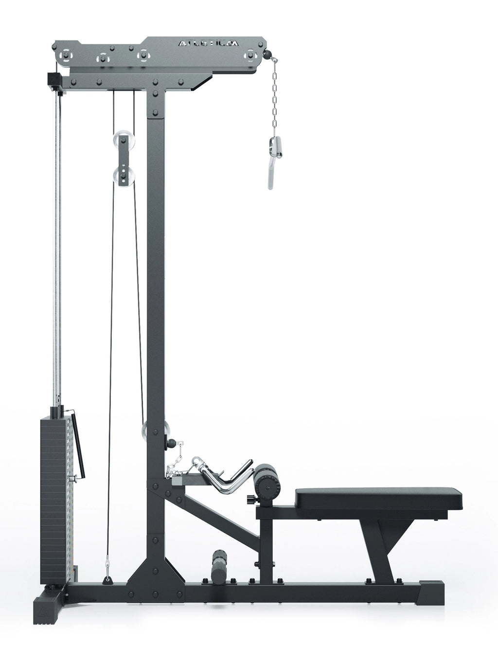 Strength Machine Lat Pulldown with low row: commercial-grade quality