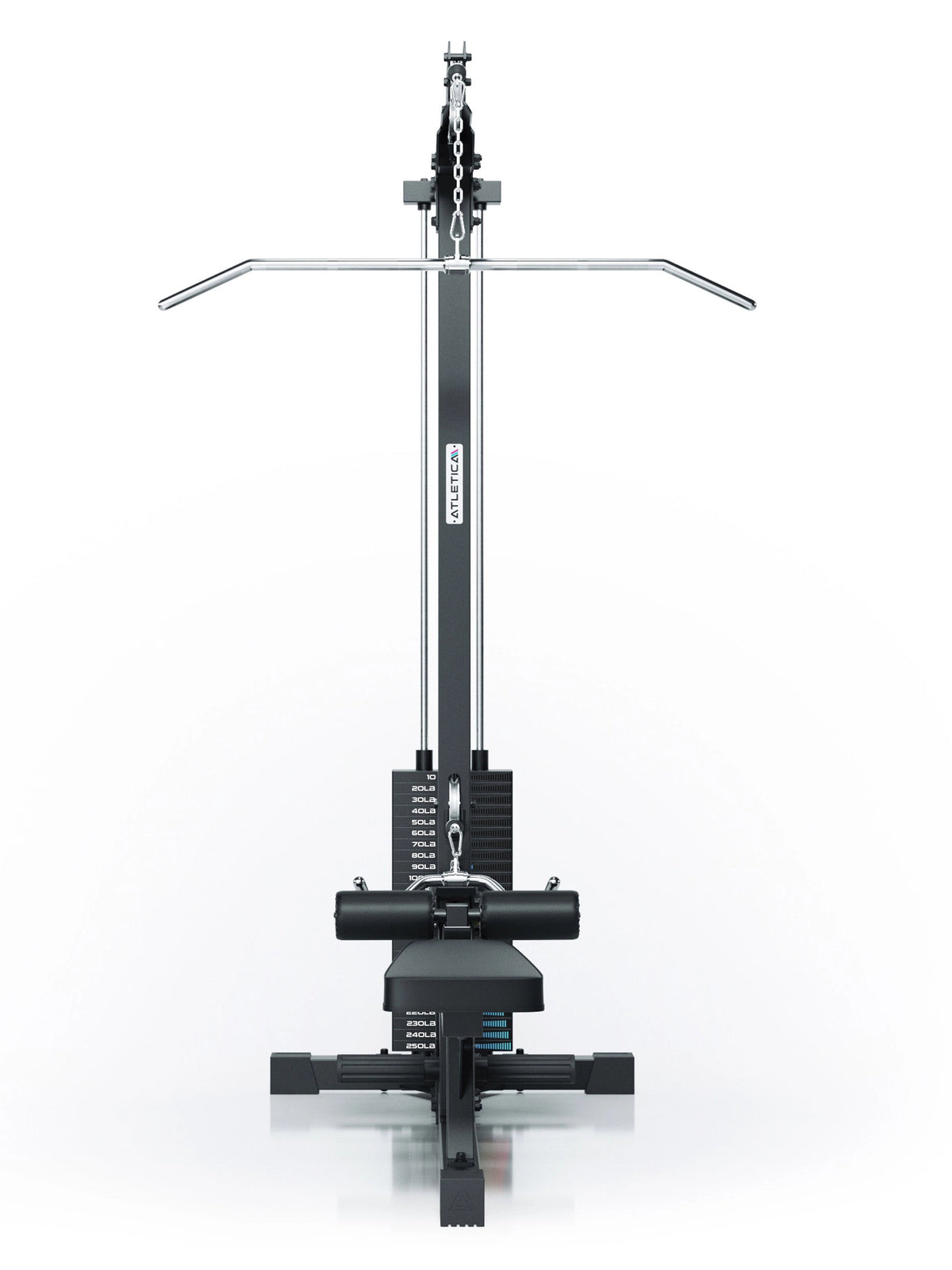 Strength Machine Lat Pulldown with Low Row: 250 lb Weight Stack