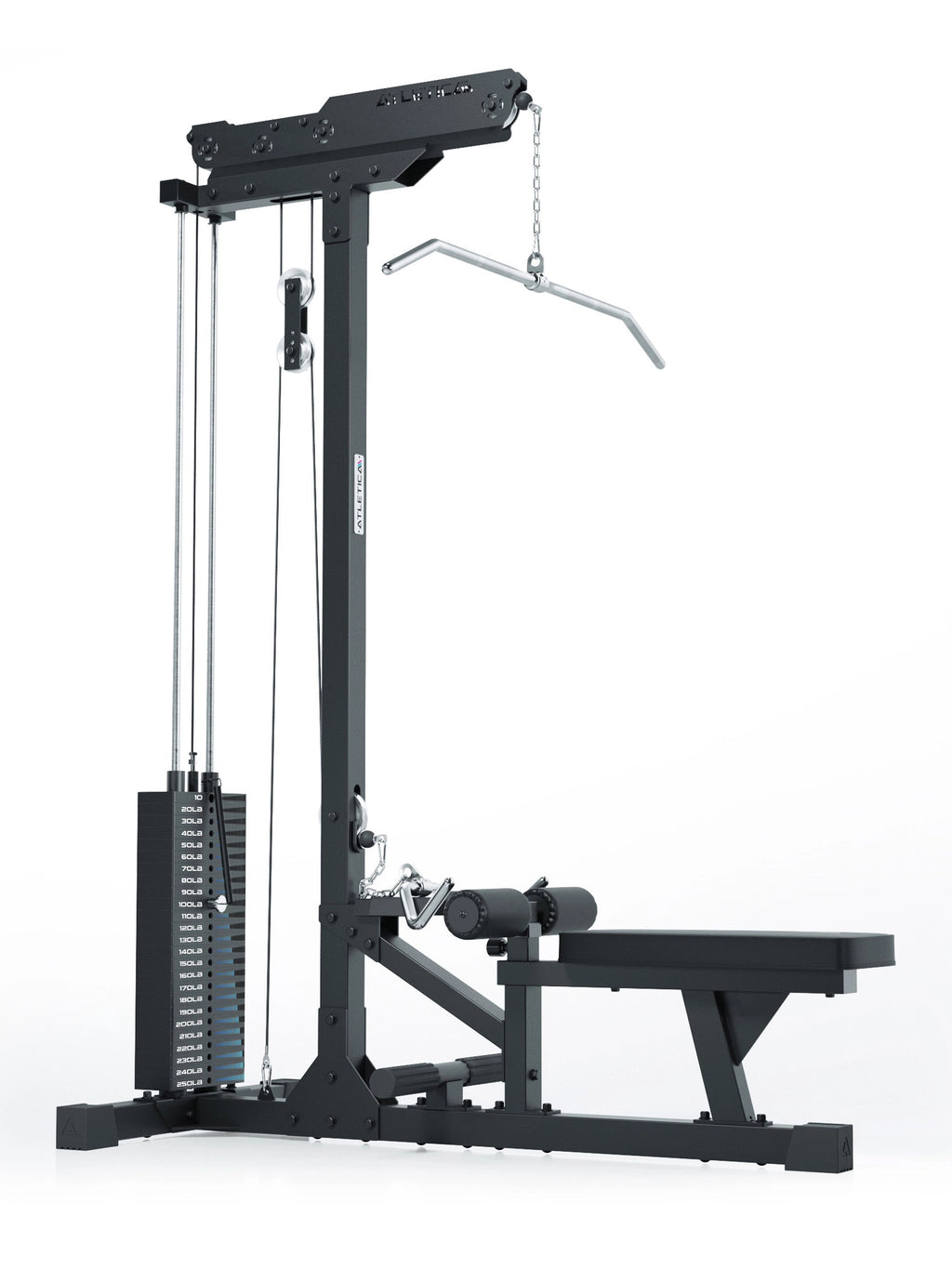 Lat Pulldown with low row – back training with weight stack 