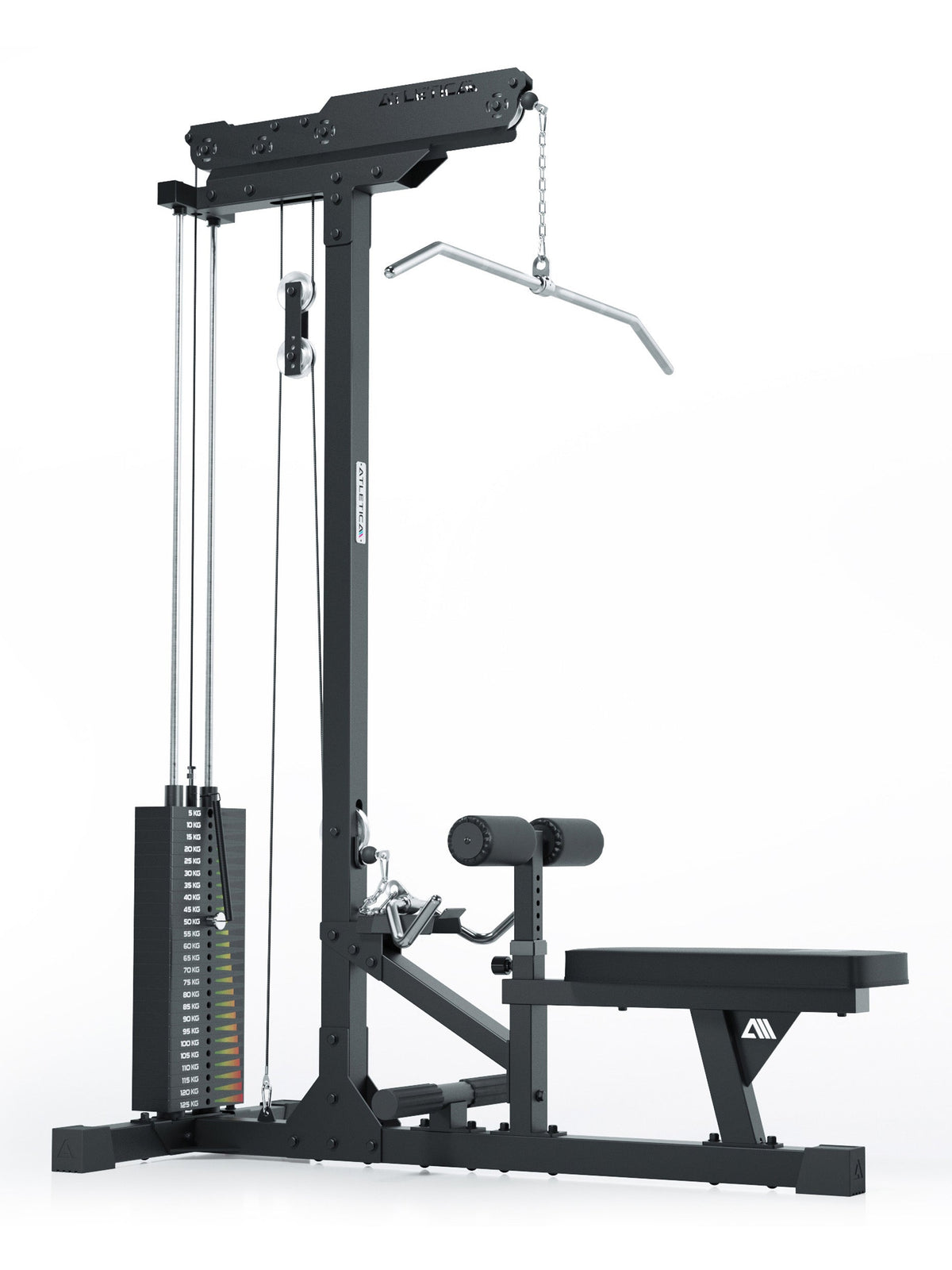 Lat Pulldown with low row – back training with weight stack 