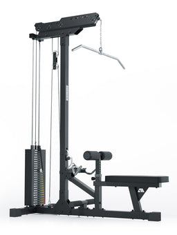 Lat Pulldown with low row – back training with weight stack 