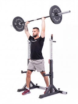 Free Stands Squat Rack during shoulder press with barbell