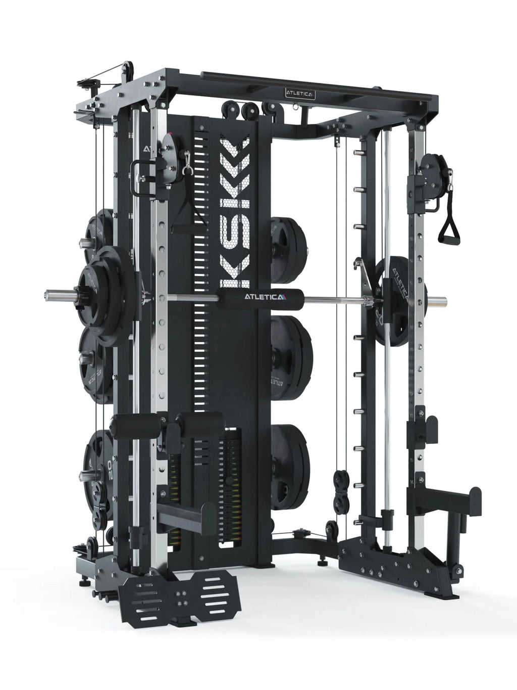 KSK Smith Machine - angled perspective with cable system and weight plate holders