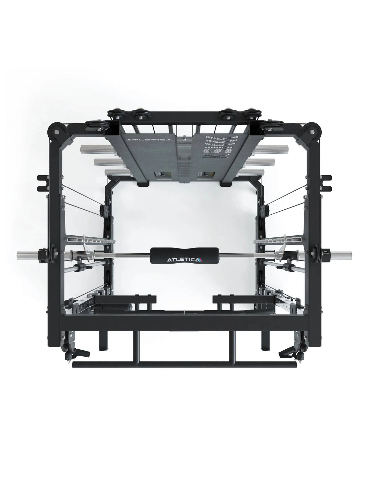 KSK Smith Machine - Top view with guided barbell and upper cable system