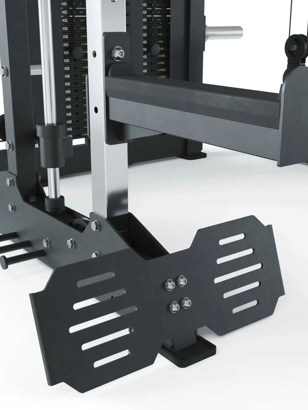 KSK Combat Home Gym with Jammer Arms, B2 LegMaster weight bench and foot plate