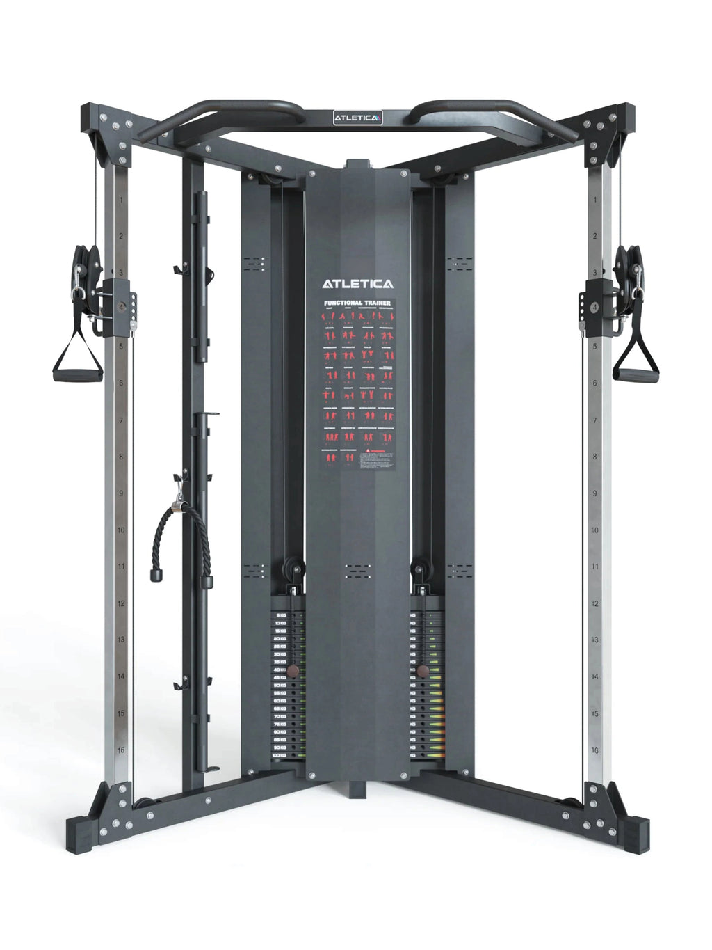 X-Five Functional Trainer with two adjustable cable pulls, weight stack,