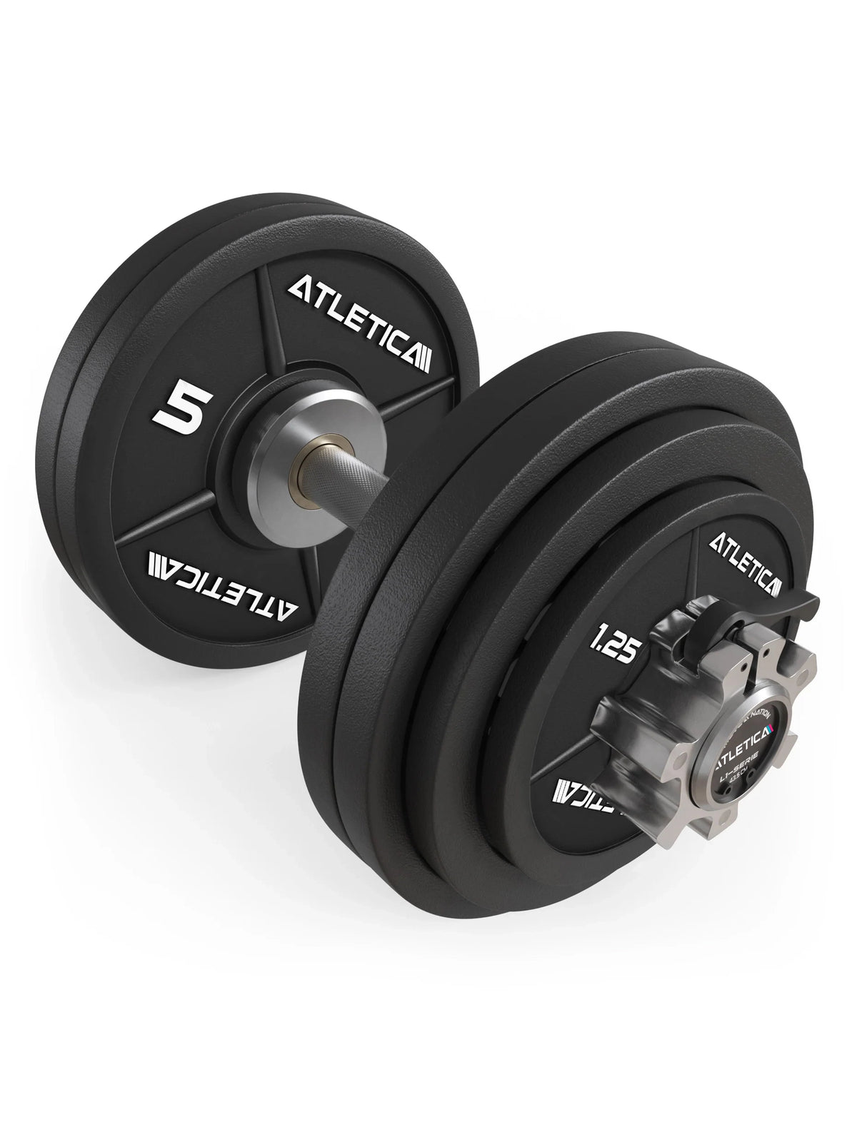 L1 Dumbbell Handle Set - dumbbell, Iron Plates 60 lb and Barbell Collars by Atletica