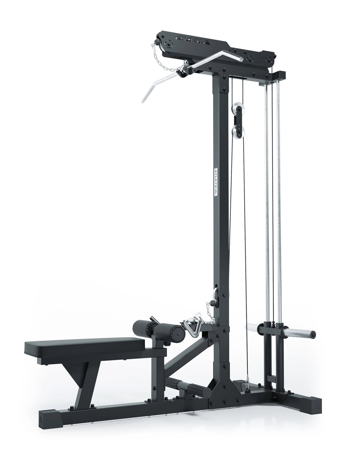 Lat Pulldown with Low Row - Strength Machine with Lat Pulldown, Low Row, Padded Seat Bench, Cable Pulley