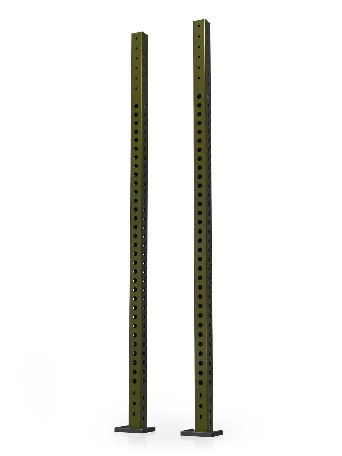 R8 Colored Uprights - two green steel posts with hole grid, square base