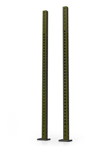 R8 Colored Uprights - two green steel posts with hole grid, square base