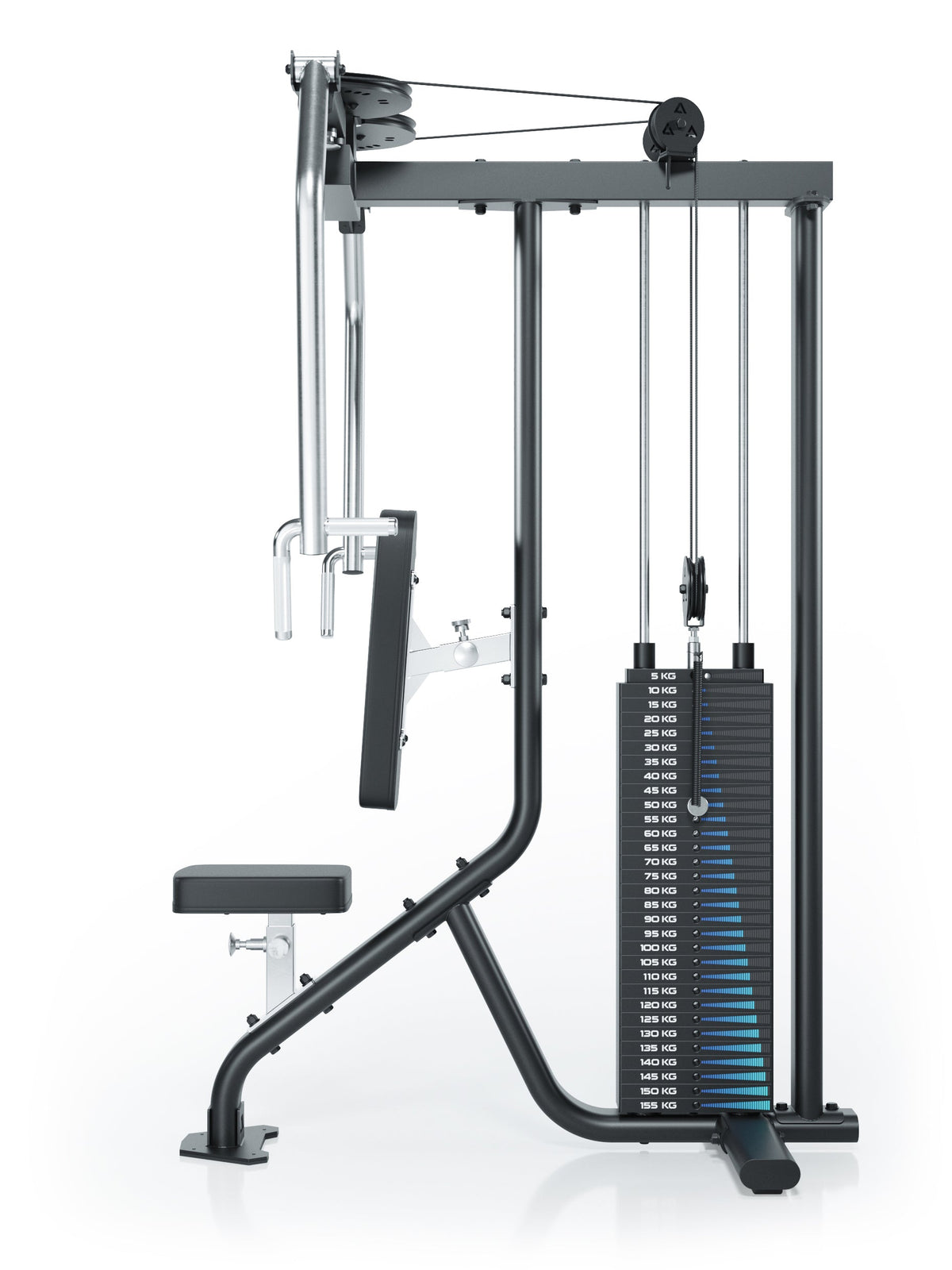 ATLETICA MANTIS Weight Stack – Detail view 340 lb weight stack with selector pin