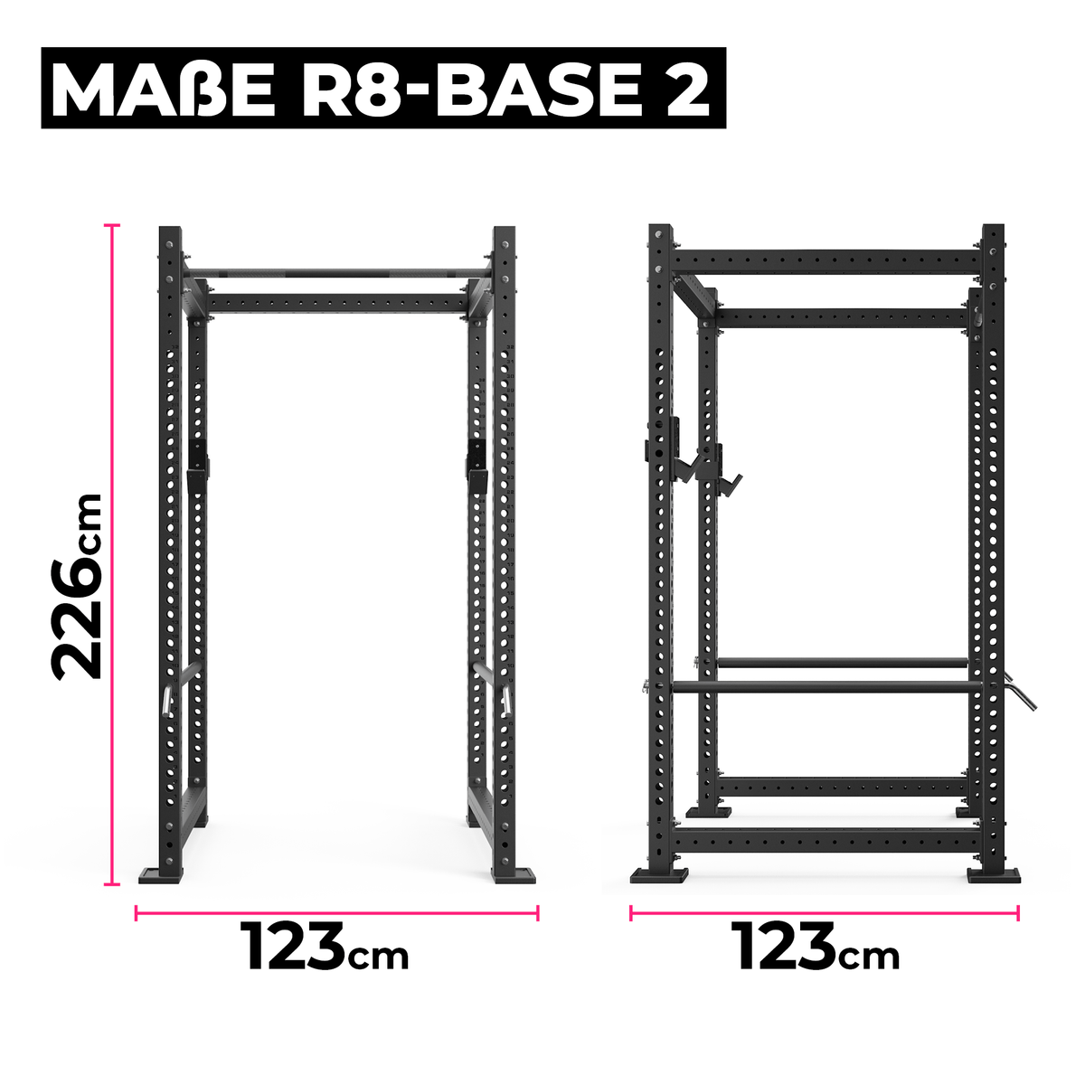 R8 Base 2 Power Rack – dimensional drawing dimensions
