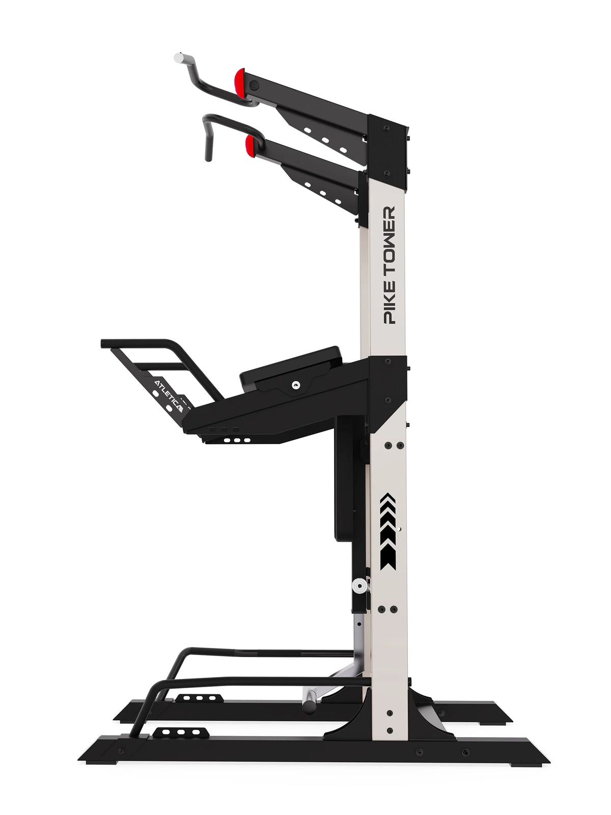 Pike Premium Power Tower with black frame, Pull-Up Bar and padded armrests
