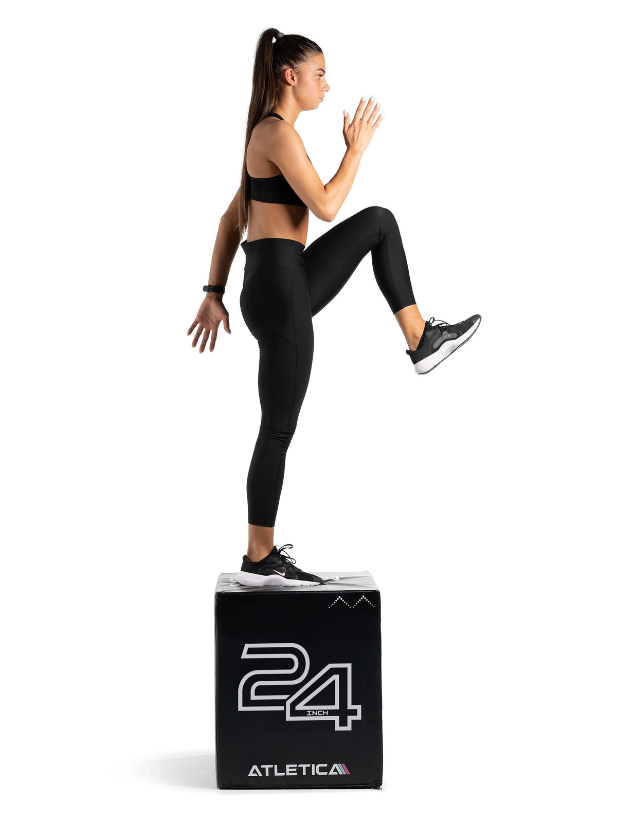 Plyobox jump box SoftStep - step-up on black Plyobox with sturdy standing surface