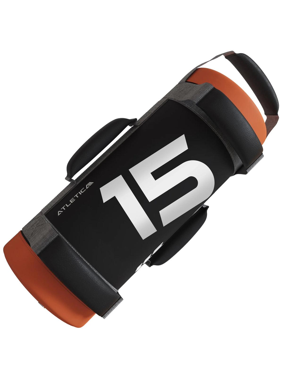 Atletica power bag 33 lb (15 kg), black with orange ends and multiple handles