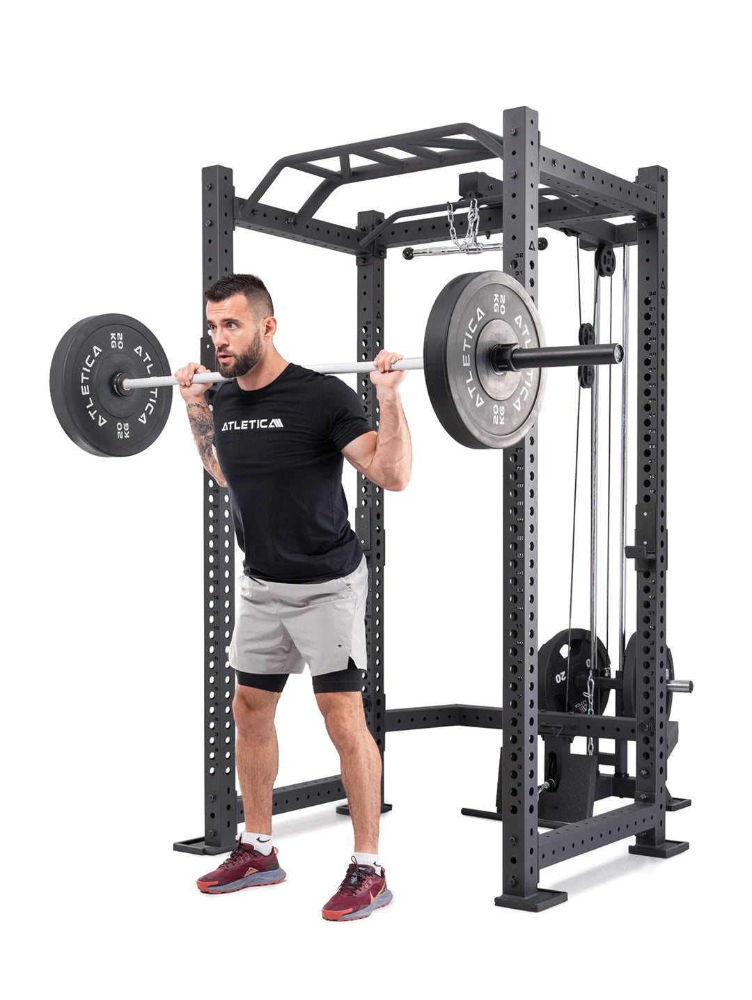 Power Rack R8-BlackHawk in black: Back Squat with barbell
