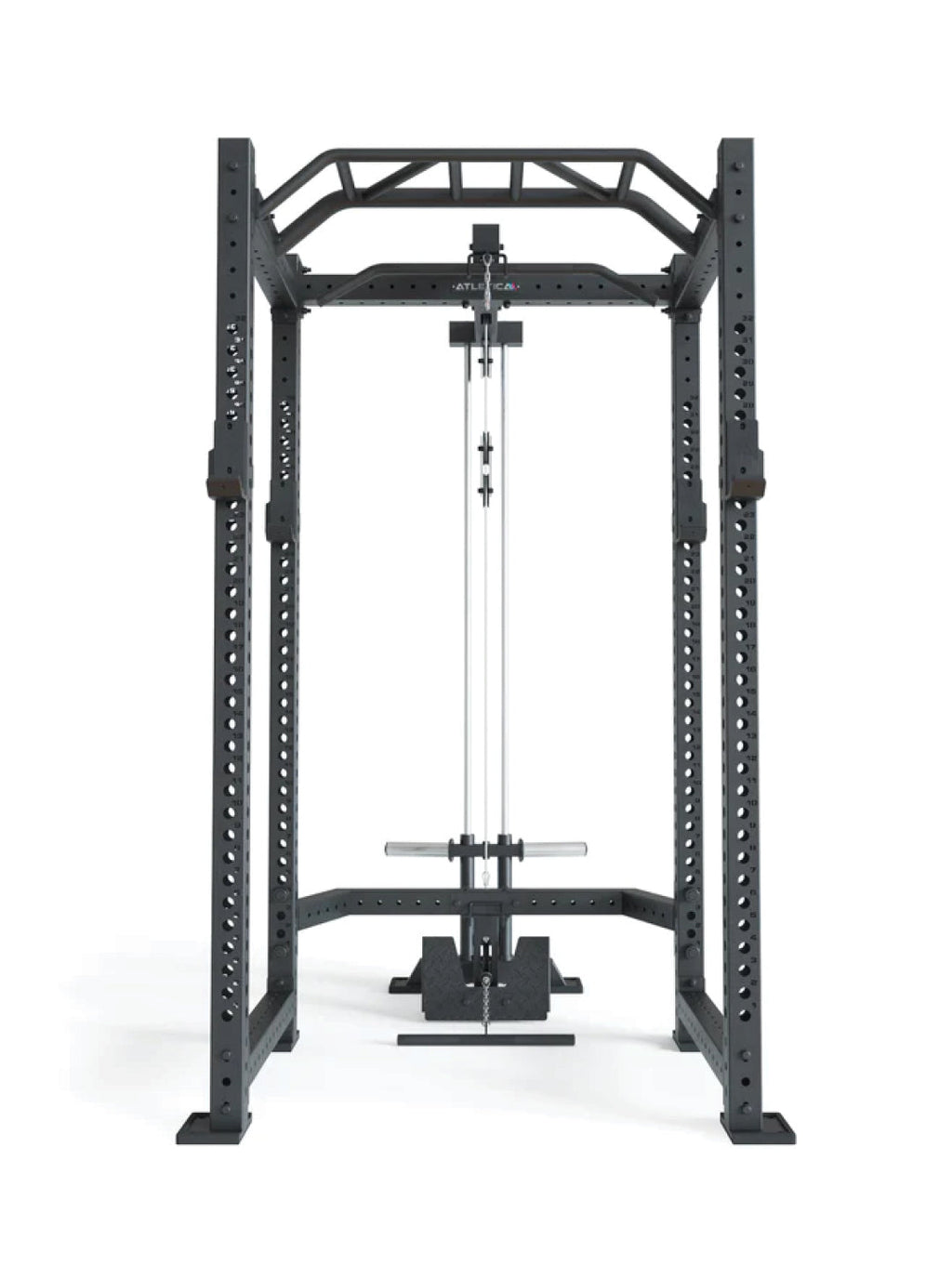 R8 BlackHawk Power Rack in Black: Plate Loaded with Lat Pulldown & low row
